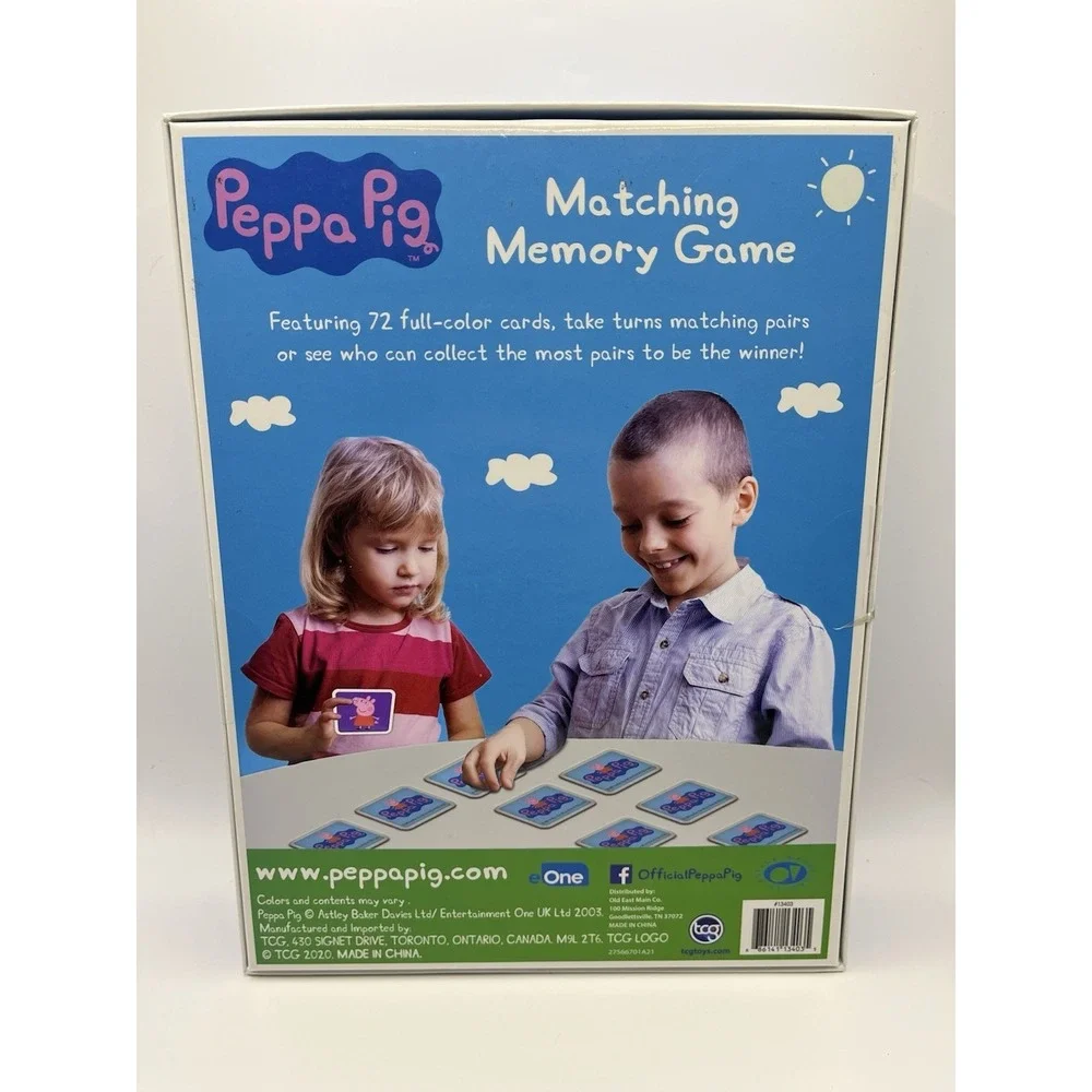 Peppa Pig Memory Matching Card‎ Game 2-4 Players Ages 3+ New In Box
